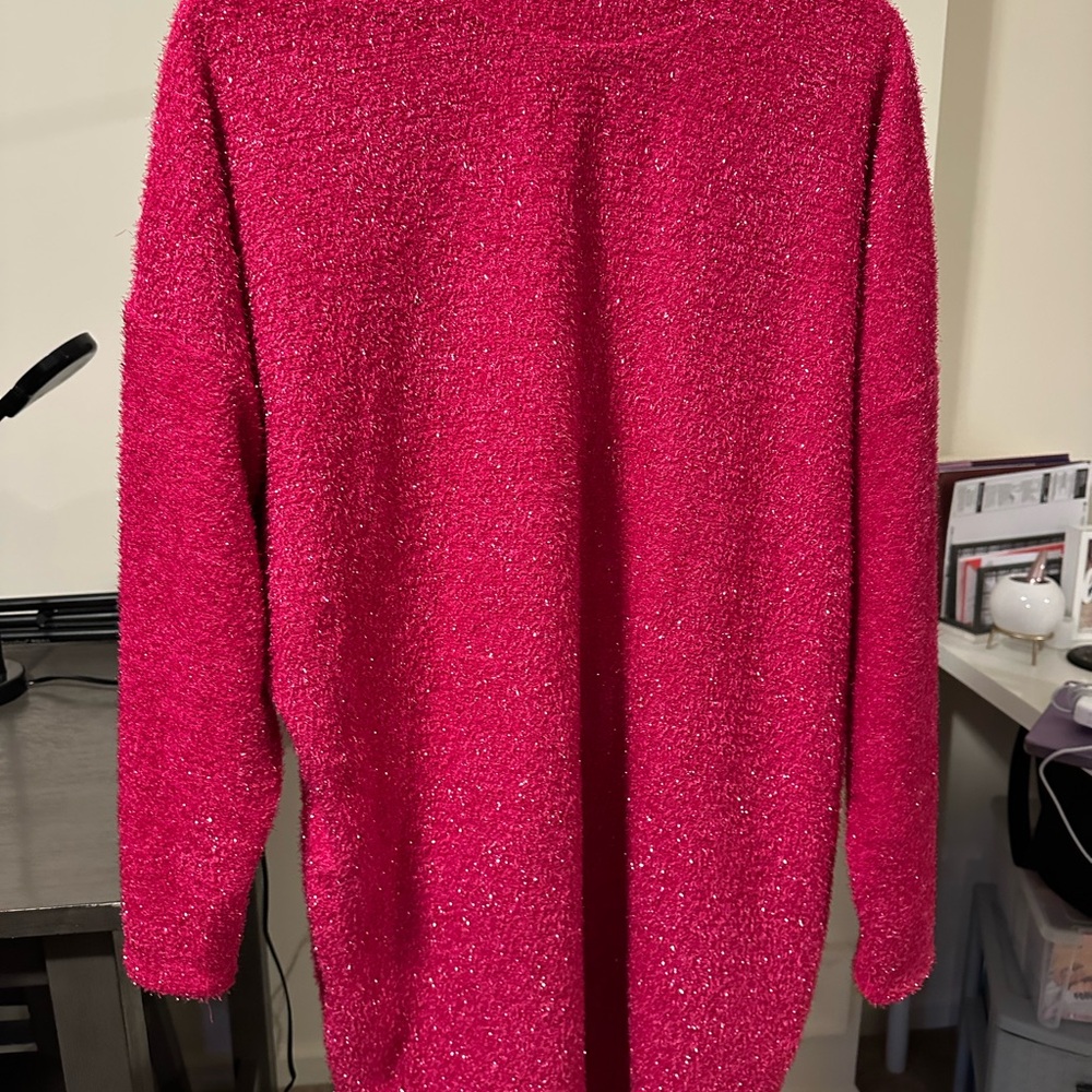 H&M Pink Cardigan Dress with Plush Knit Texture